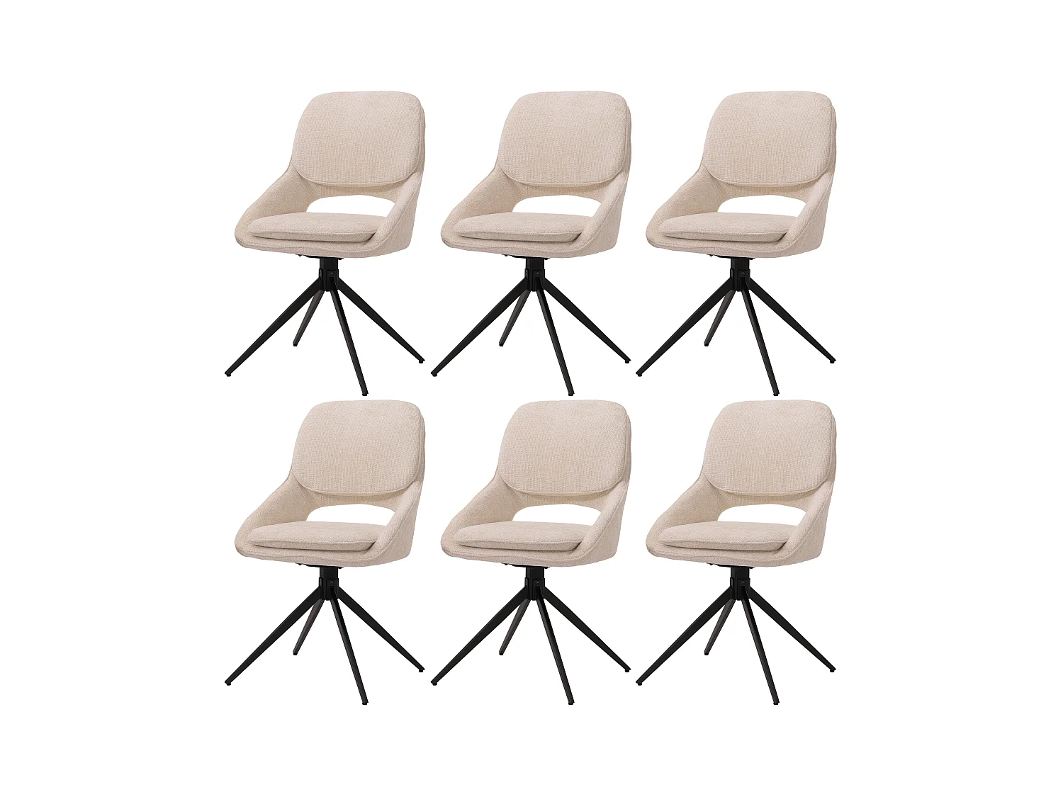 Chaise de salle à manger MCW-N73 (lot de 6),  crème-beige