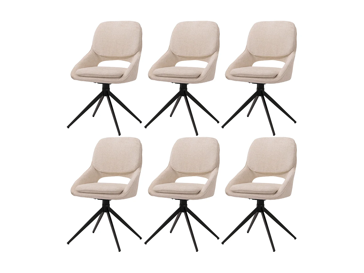 Chaise de salle à manger MCW-N73 (lot de 6),  crème-beige