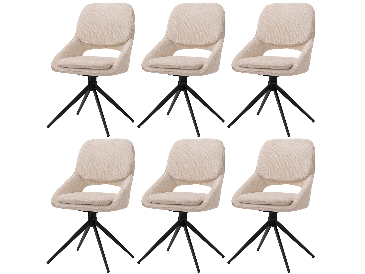 Chaise de salle à manger MCW-N73 (lot de 6),  crème-beige