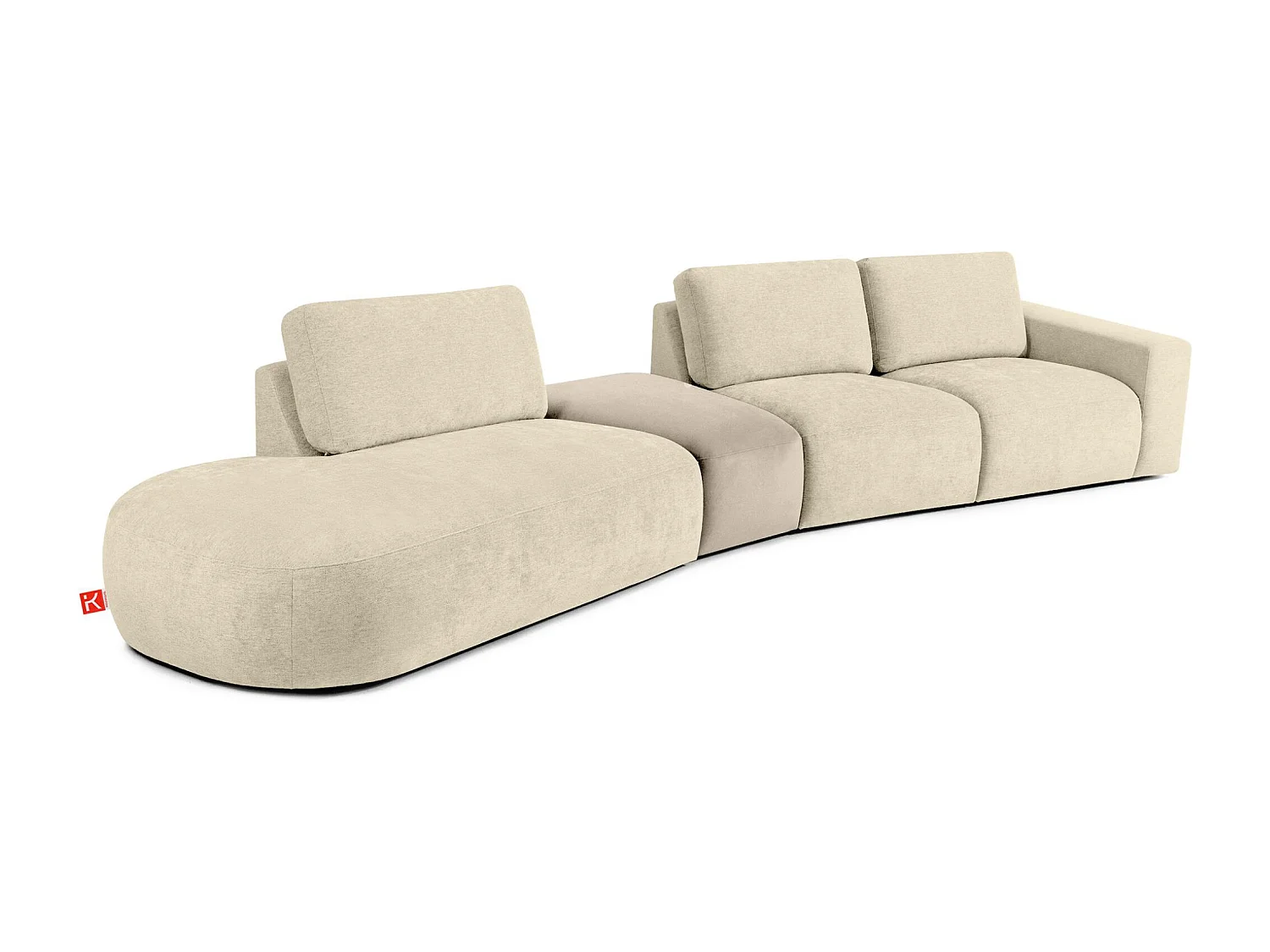 Ecksofa links - modern - ZUCCO - 5-Sitzer - Chenille-Stoff - Creme