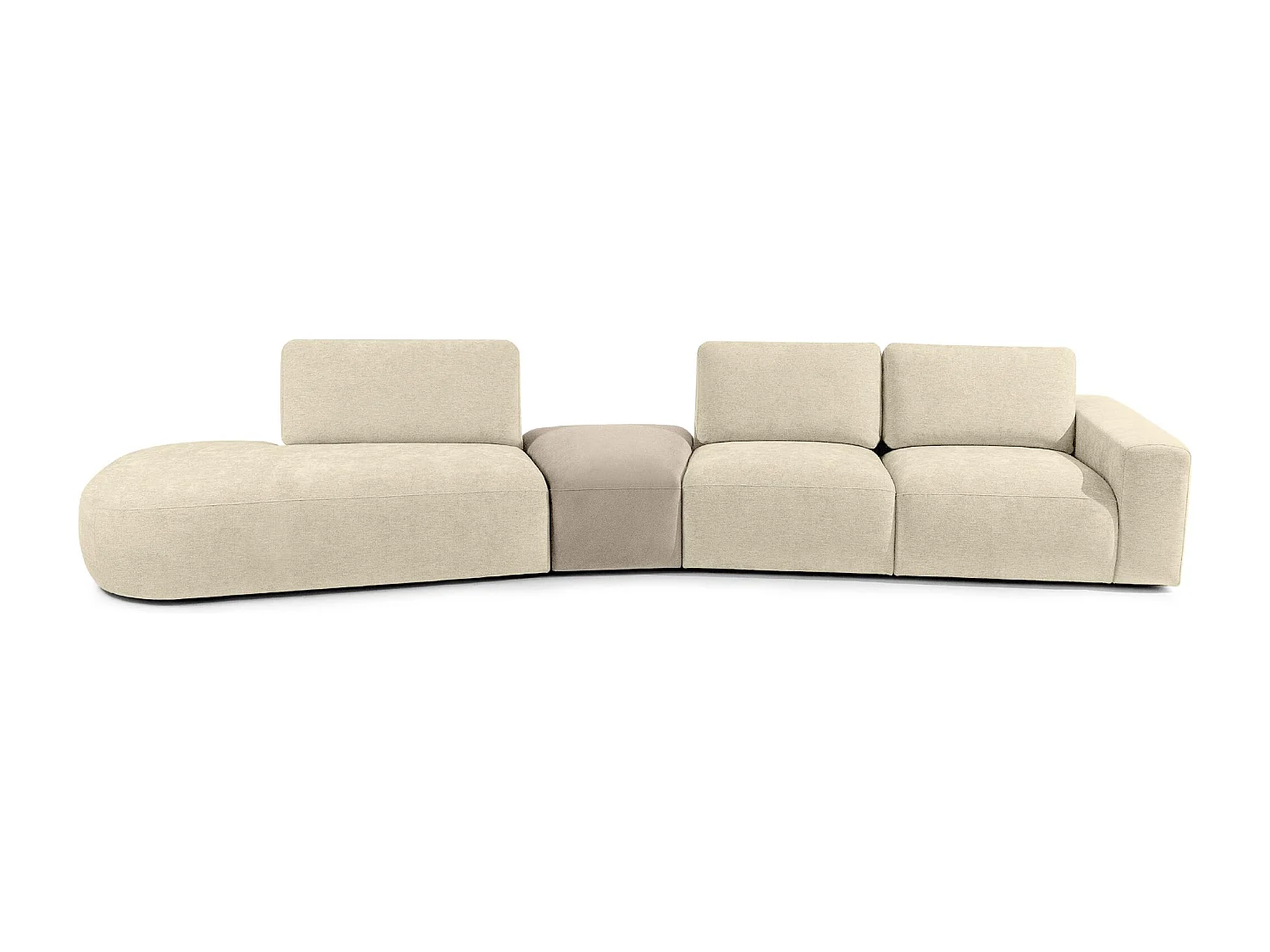 Ecksofa links - modern - ZUCCO - 5-Sitzer - Chenille-Stoff - Creme