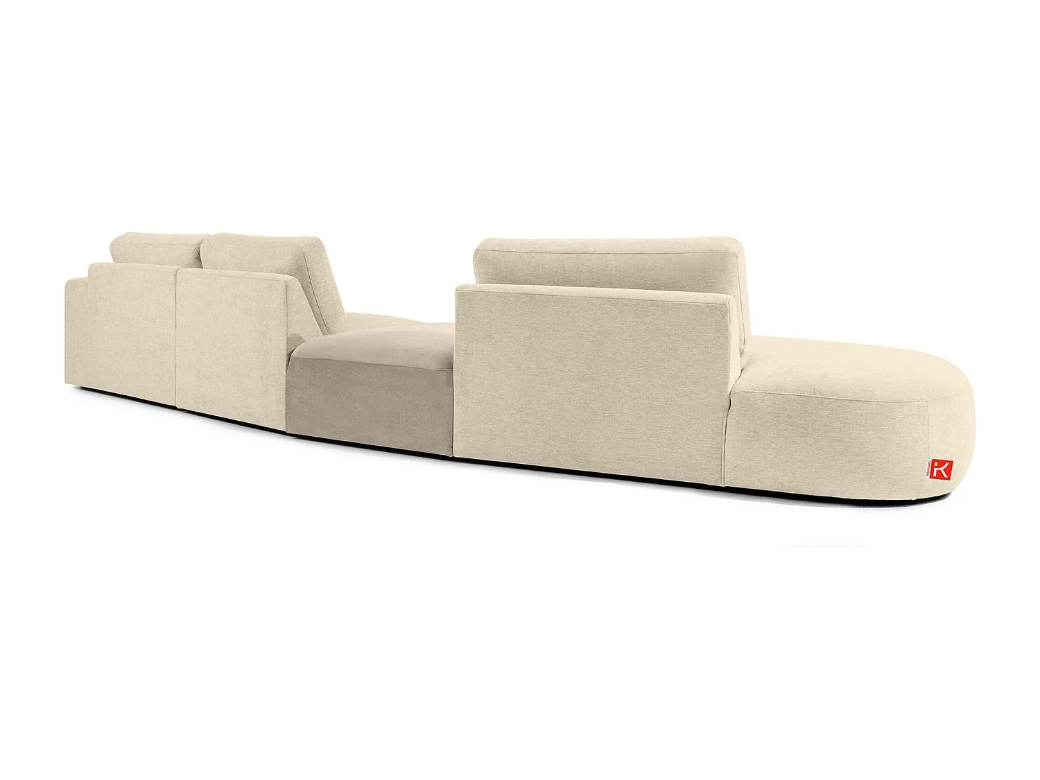 Ecksofa links - modern - ZUCCO - 5-Sitzer - Chenille-Stoff - Creme