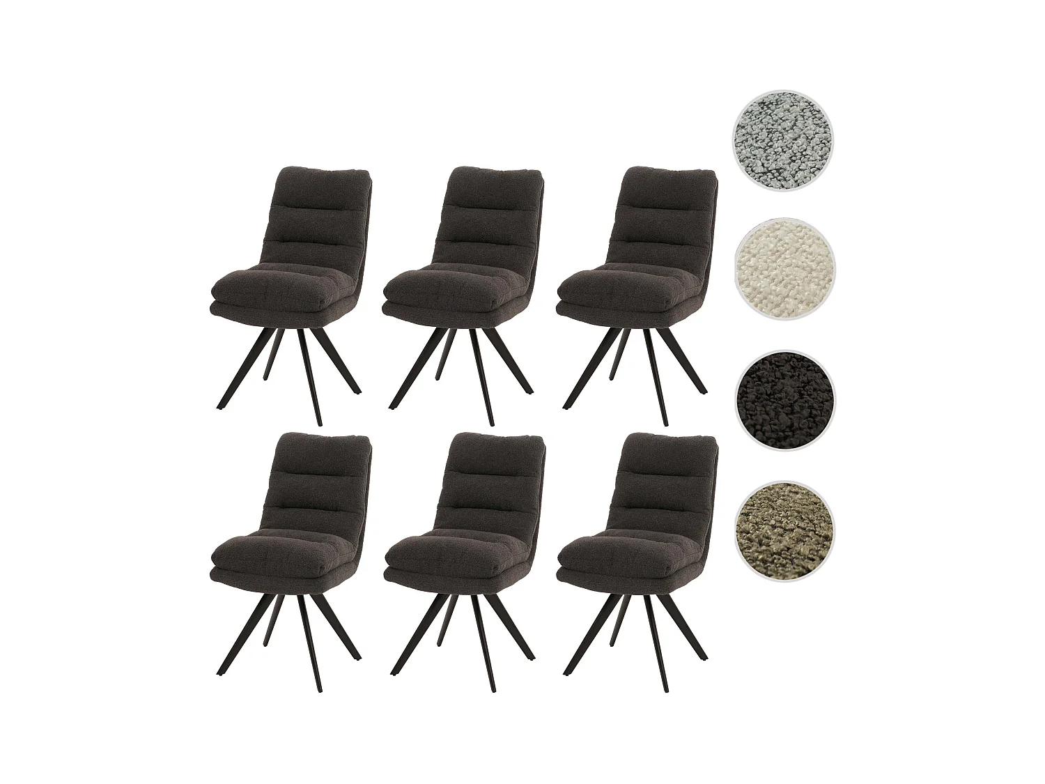 Chaise de salle à manger MCW-G66 Bouclé (lot de 6),  gris foncé