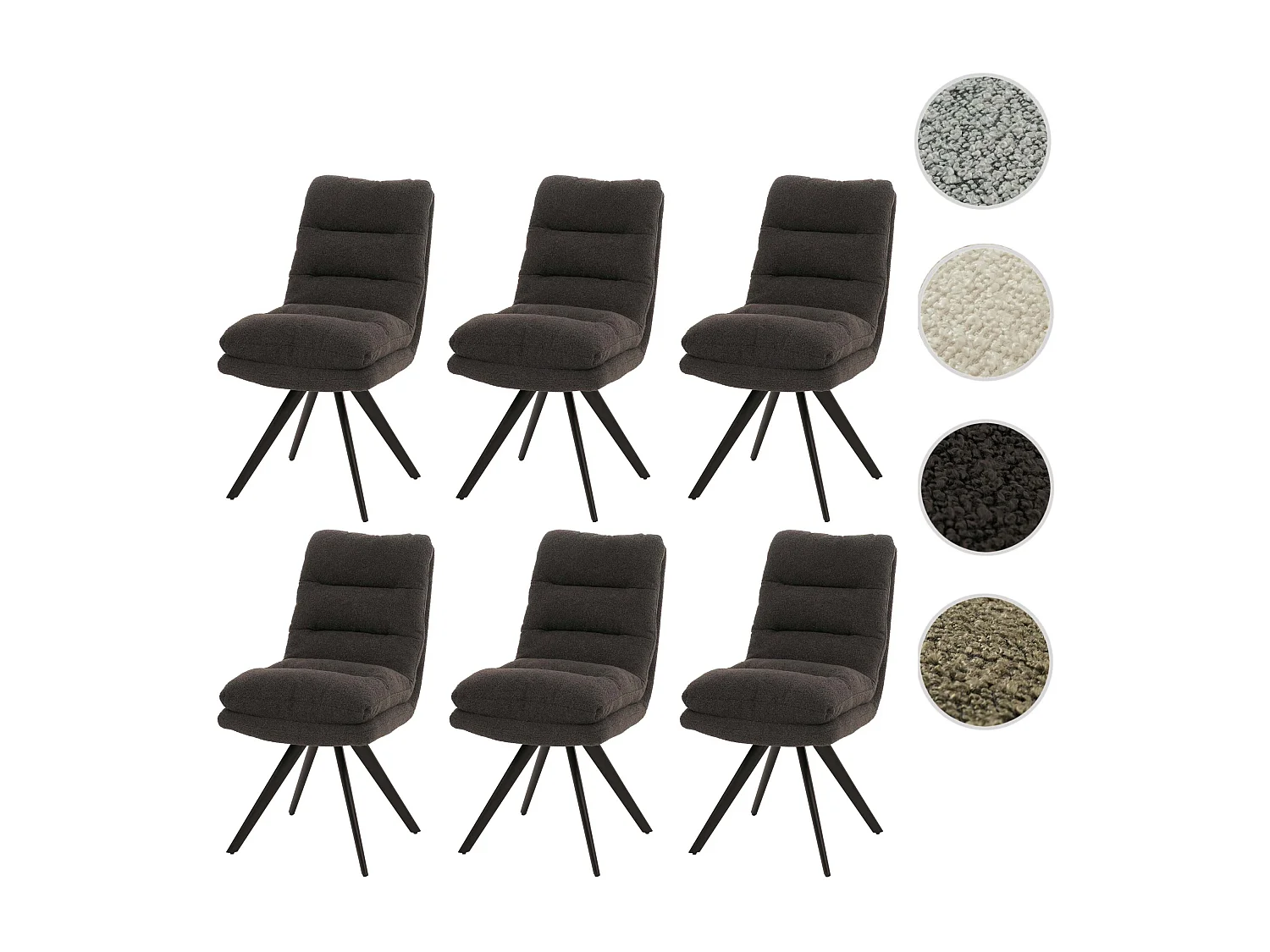 Chaise de salle à manger MCW-G66 Bouclé (lot de 6),  gris foncé