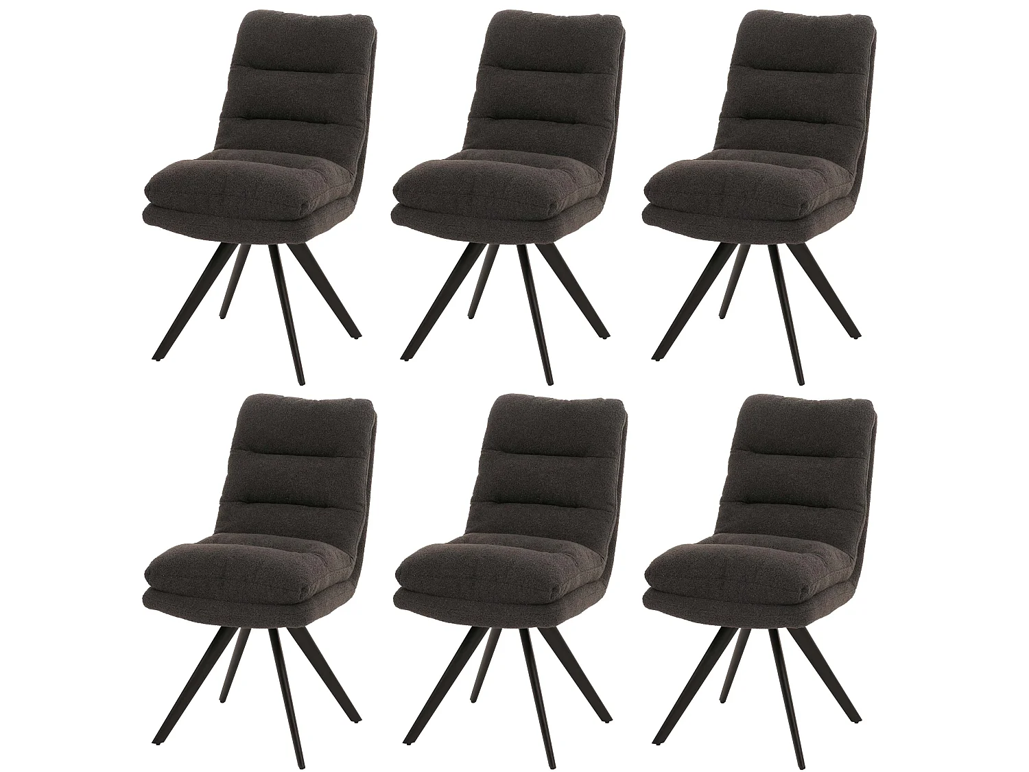 Chaise de salle à manger MCW-G66 Bouclé (lot de 6),  gris foncé