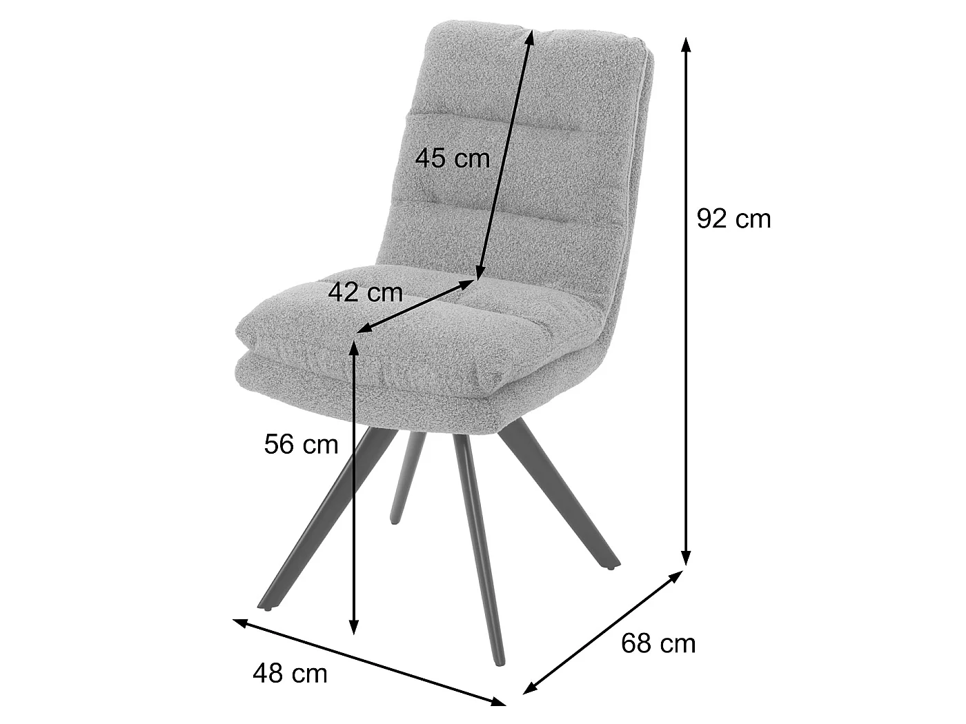 Chaise de salle à manger MCW-G66 Bouclé (lot de 6),  gris foncé