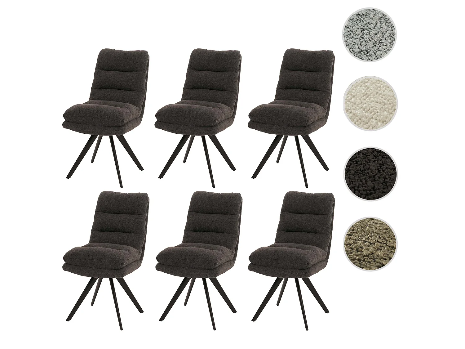 Chaise de salle à manger MCW-G66 Bouclé (lot de 6),  gris foncé