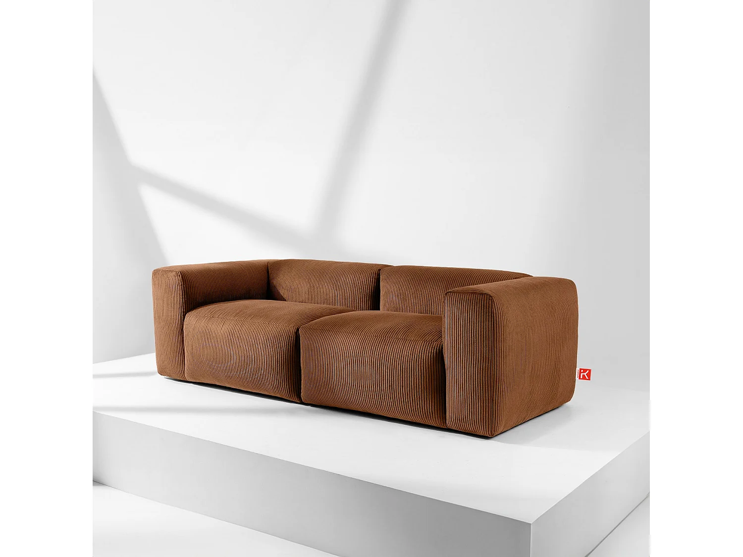 Einzelsofa - modular - 4-sitzer - Orangerot