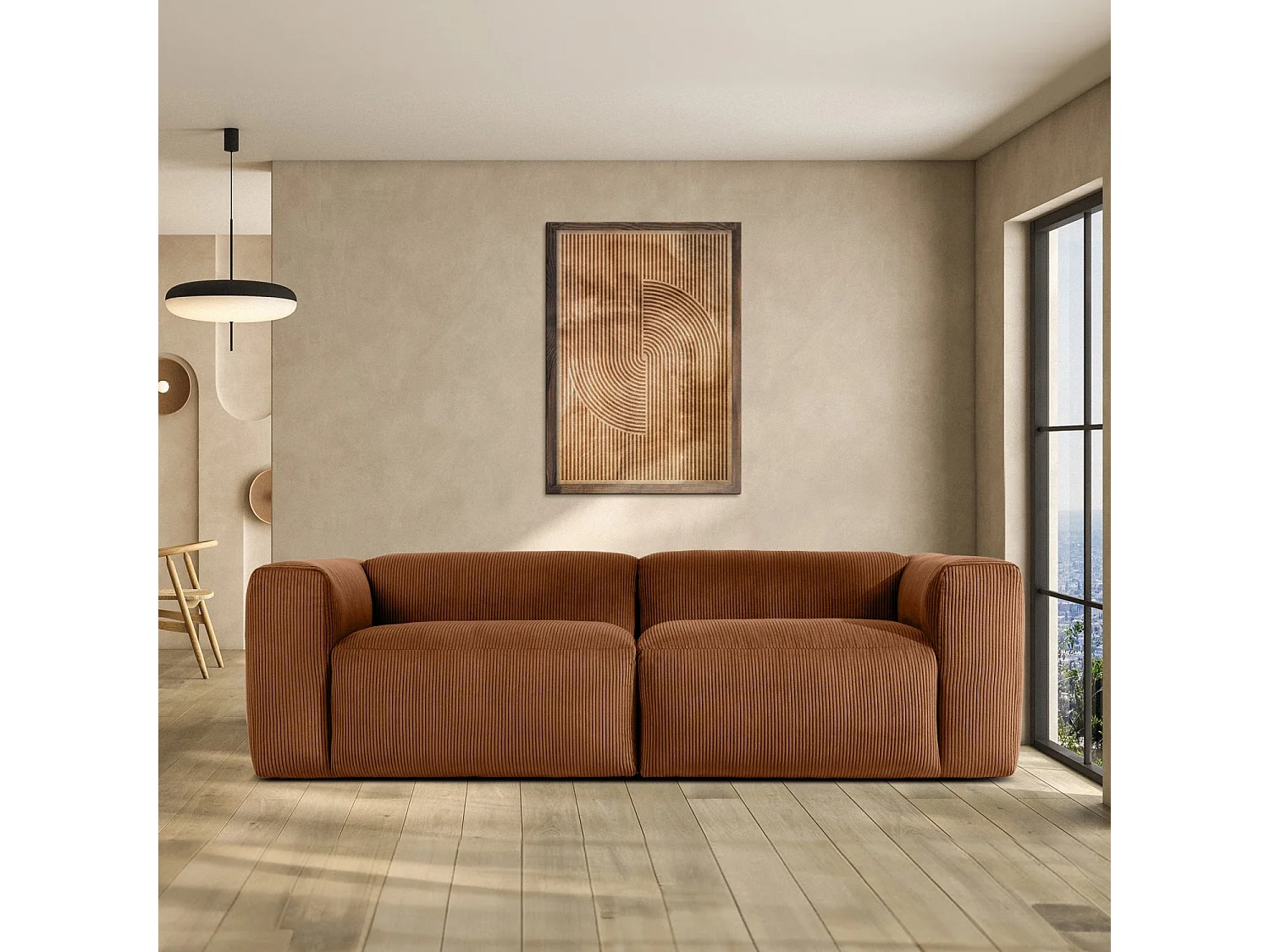 Einzelsofa - modular - 4-sitzer - Orangerot