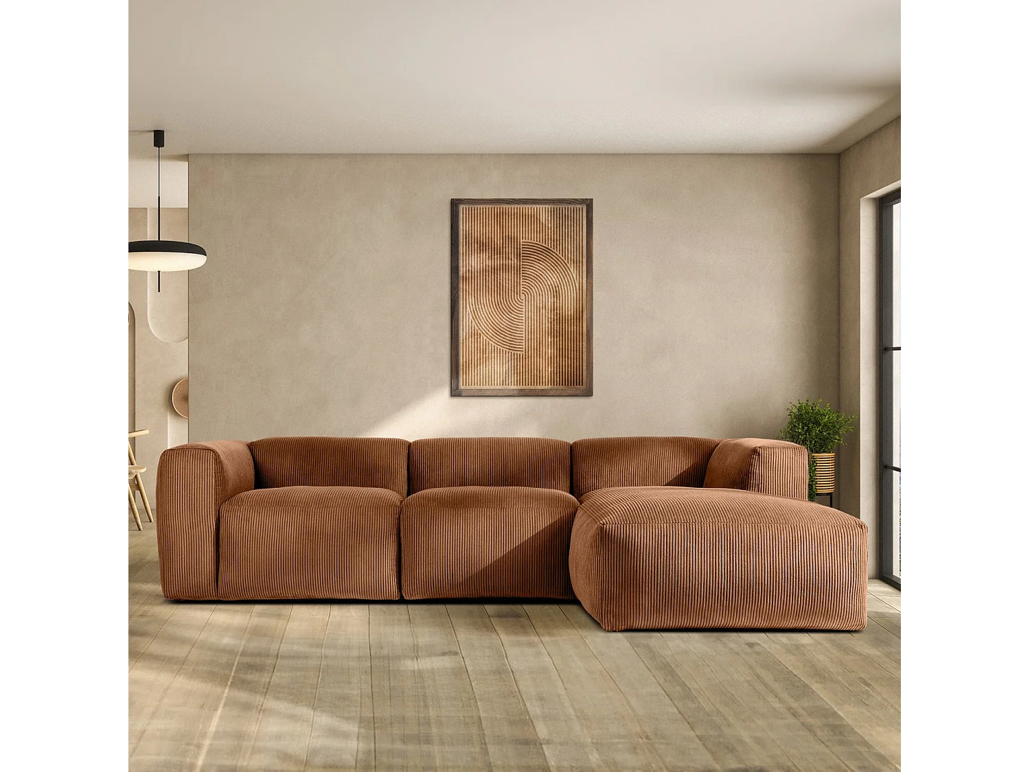 Ecksofa BUFFO 5-Sitzer - Orangerot