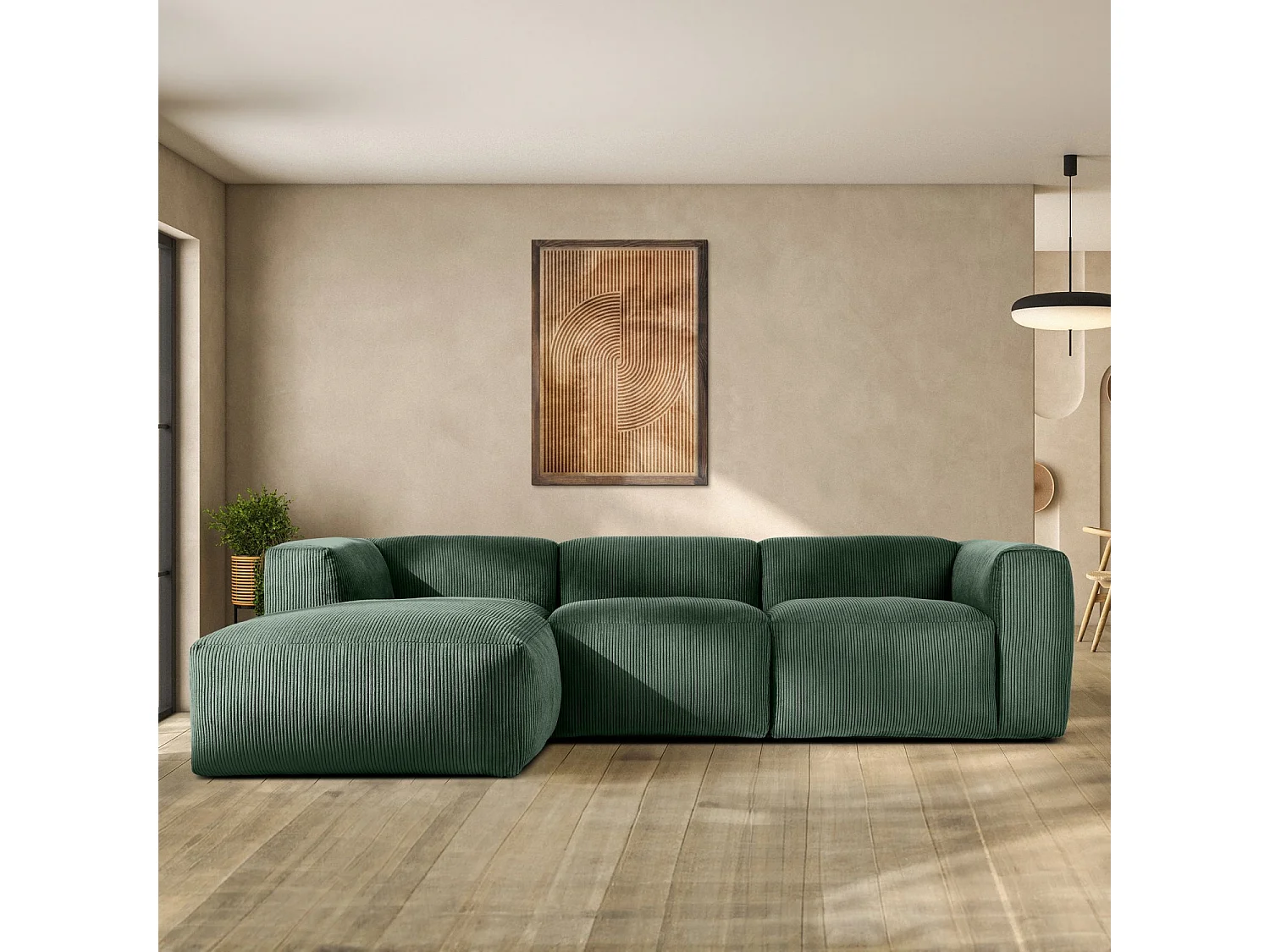 Ecksofa BUFFO 5-Sitzer - Dunkelgrün