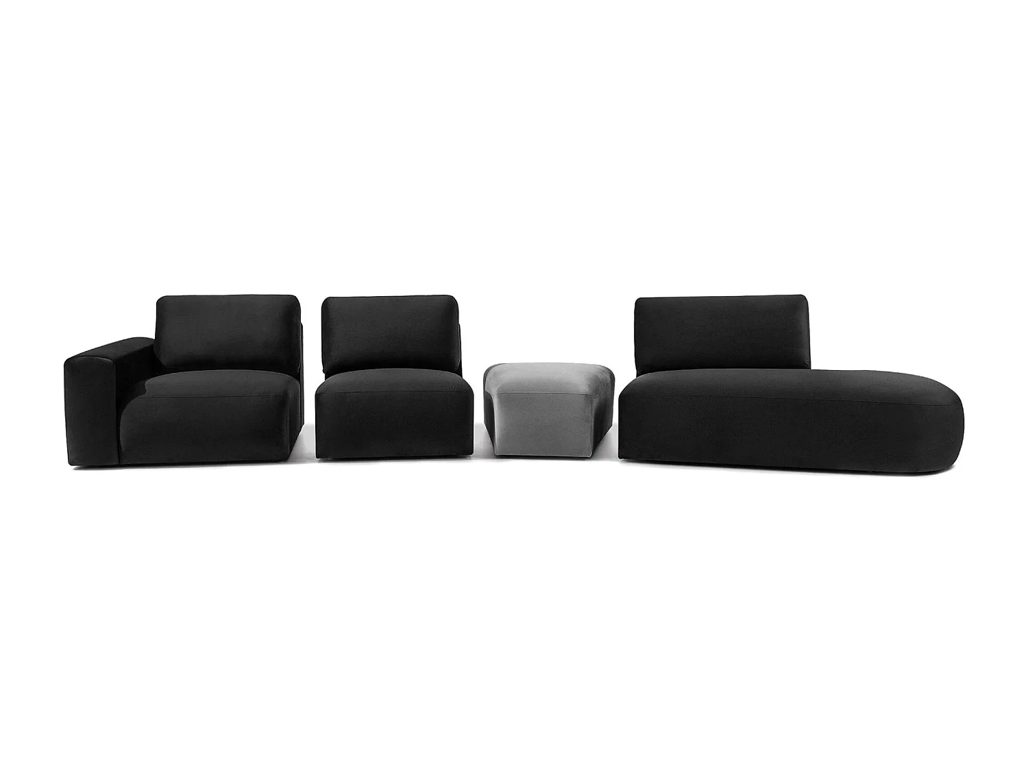 Ecksofa rechts - modern - ZUCCO - 5-Sitzer - Veloursstoff - Dunkelgrau