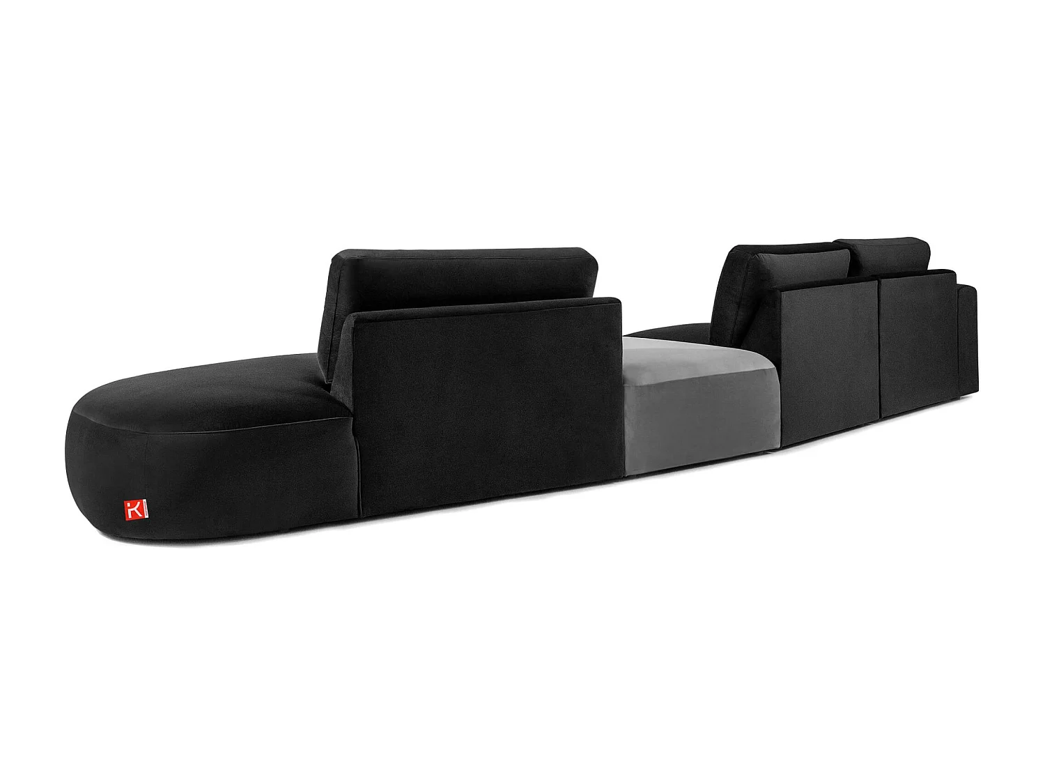 Ecksofa rechts - modern - ZUCCO - 5-Sitzer - Veloursstoff - Dunkelgrau