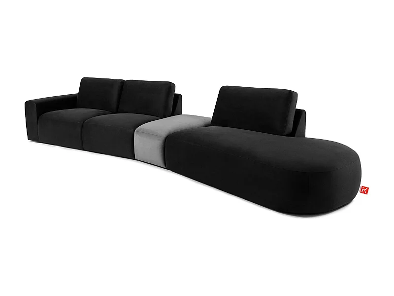 Ecksofa rechts - modern - ZUCCO - 5-Sitzer - Veloursstoff - Dunkelgrau