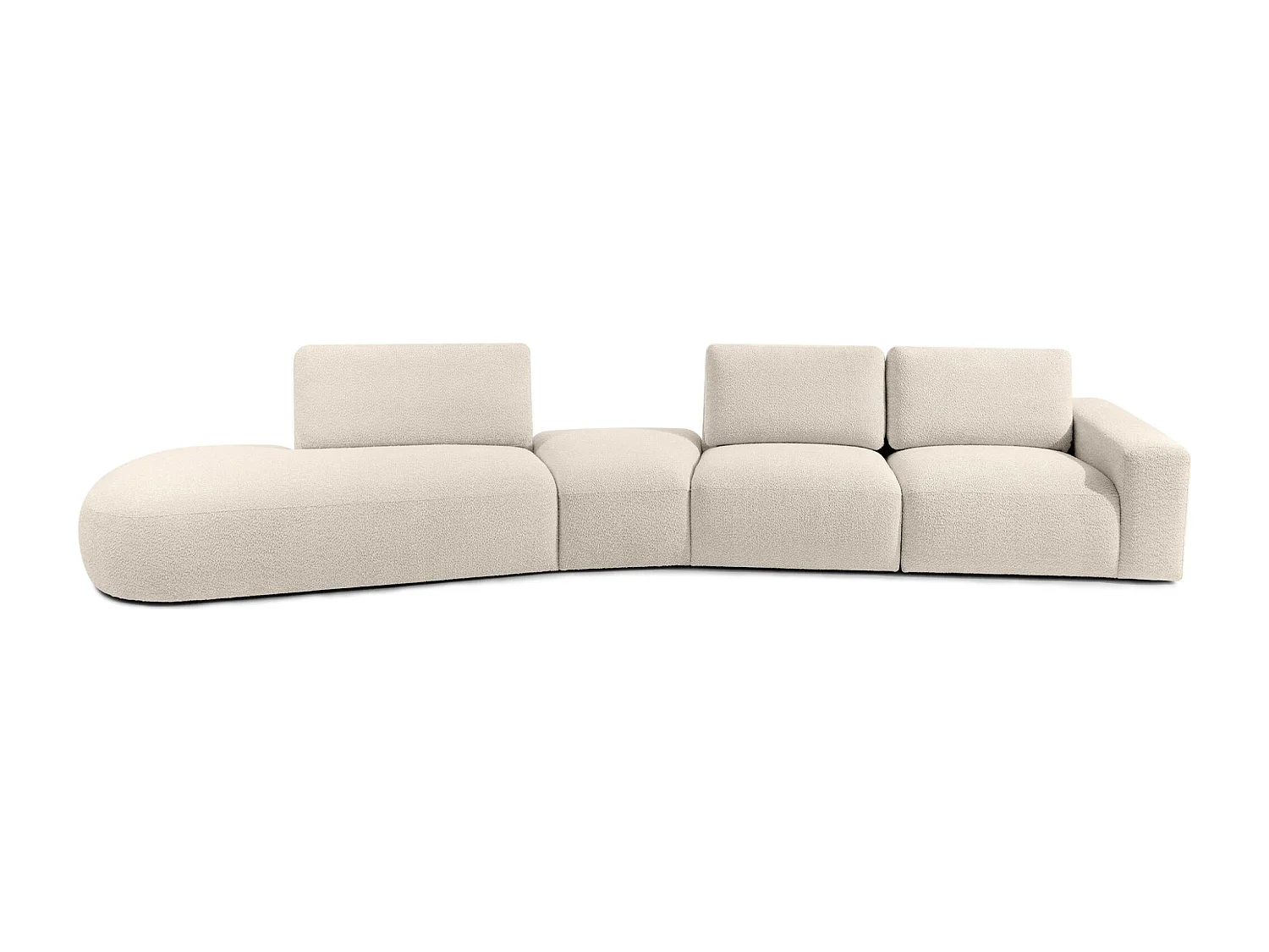 Ecksofa links - modern - ZUCCO - 5-Sitzer - Boucle - Cremeweiß