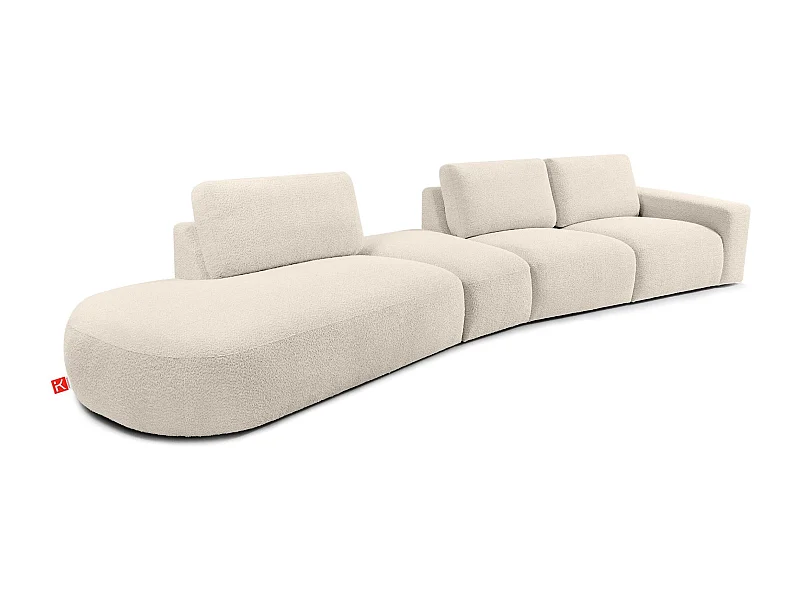 Ecksofa links - modern - ZUCCO - 5-Sitzer - Boucle - Cremeweiß