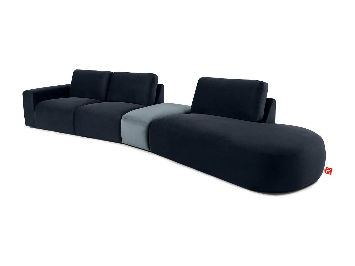Ecksofa rechts - modern - ZUCCO - 5-Sitzer - Veloursstoff - Marineblau