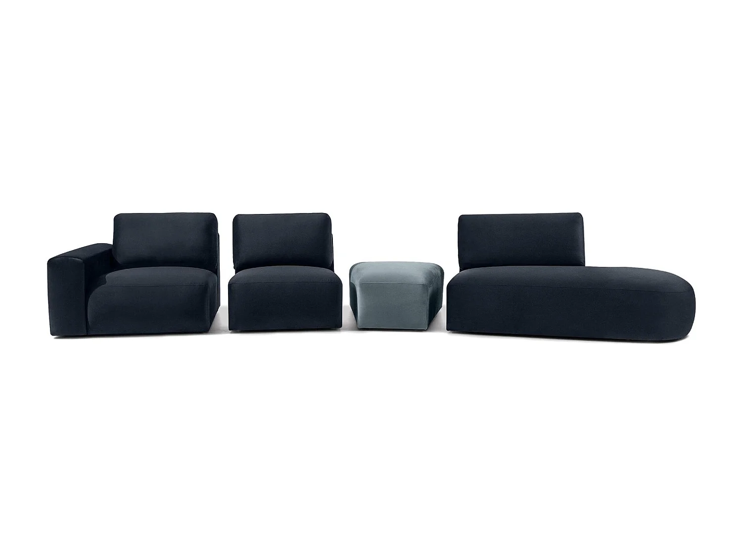 Ecksofa rechts - modern - ZUCCO - 5-Sitzer - Veloursstoff - Marineblau
