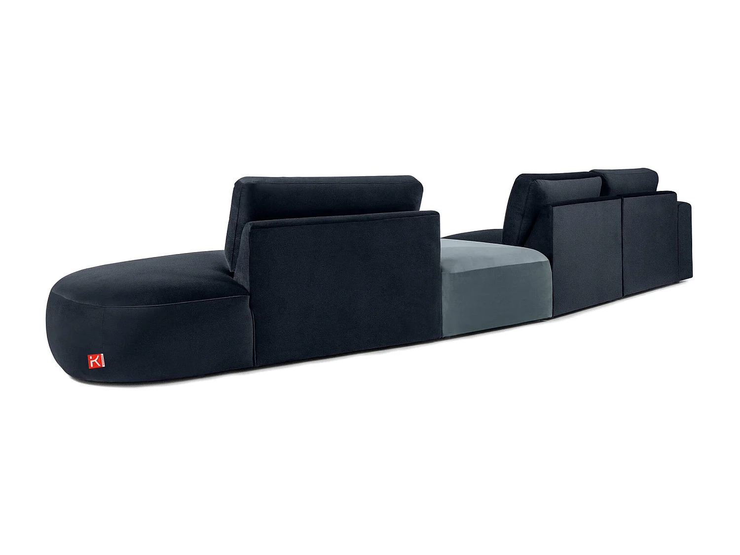 Ecksofa rechts - modern - ZUCCO - 5-Sitzer - Veloursstoff - Marineblau
