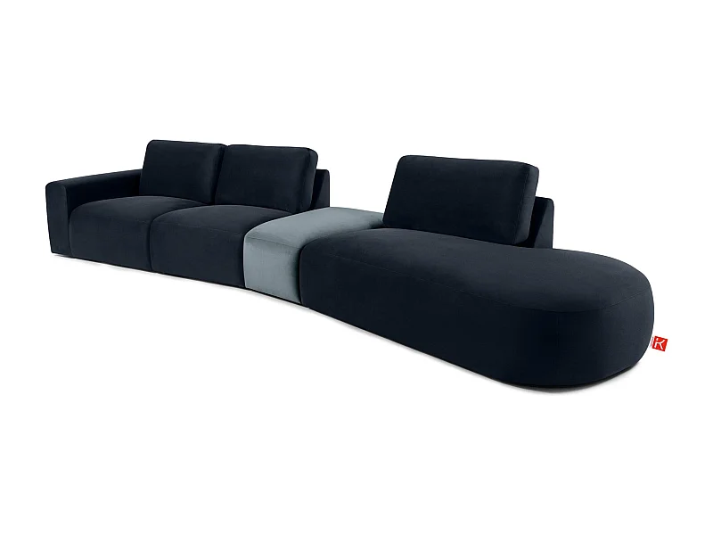 Ecksofa rechts - modern - ZUCCO - 5-Sitzer - Veloursstoff - Marineblau