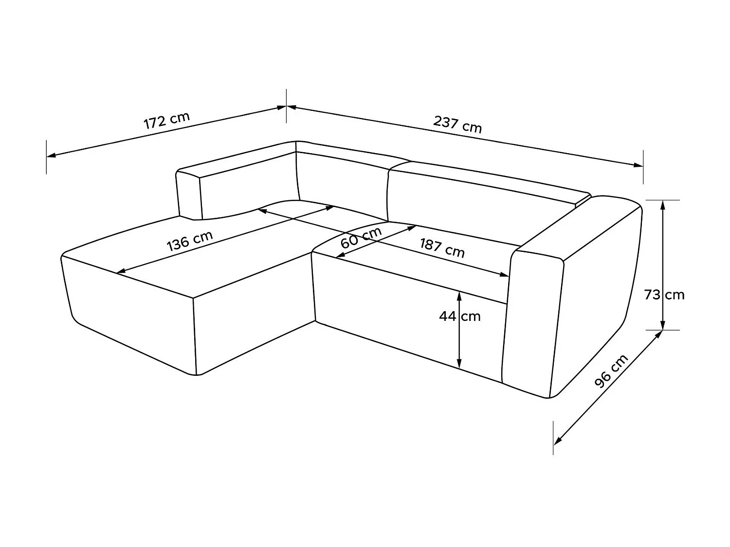 Ecksofa BUFFO 4-Sitzer - Grau