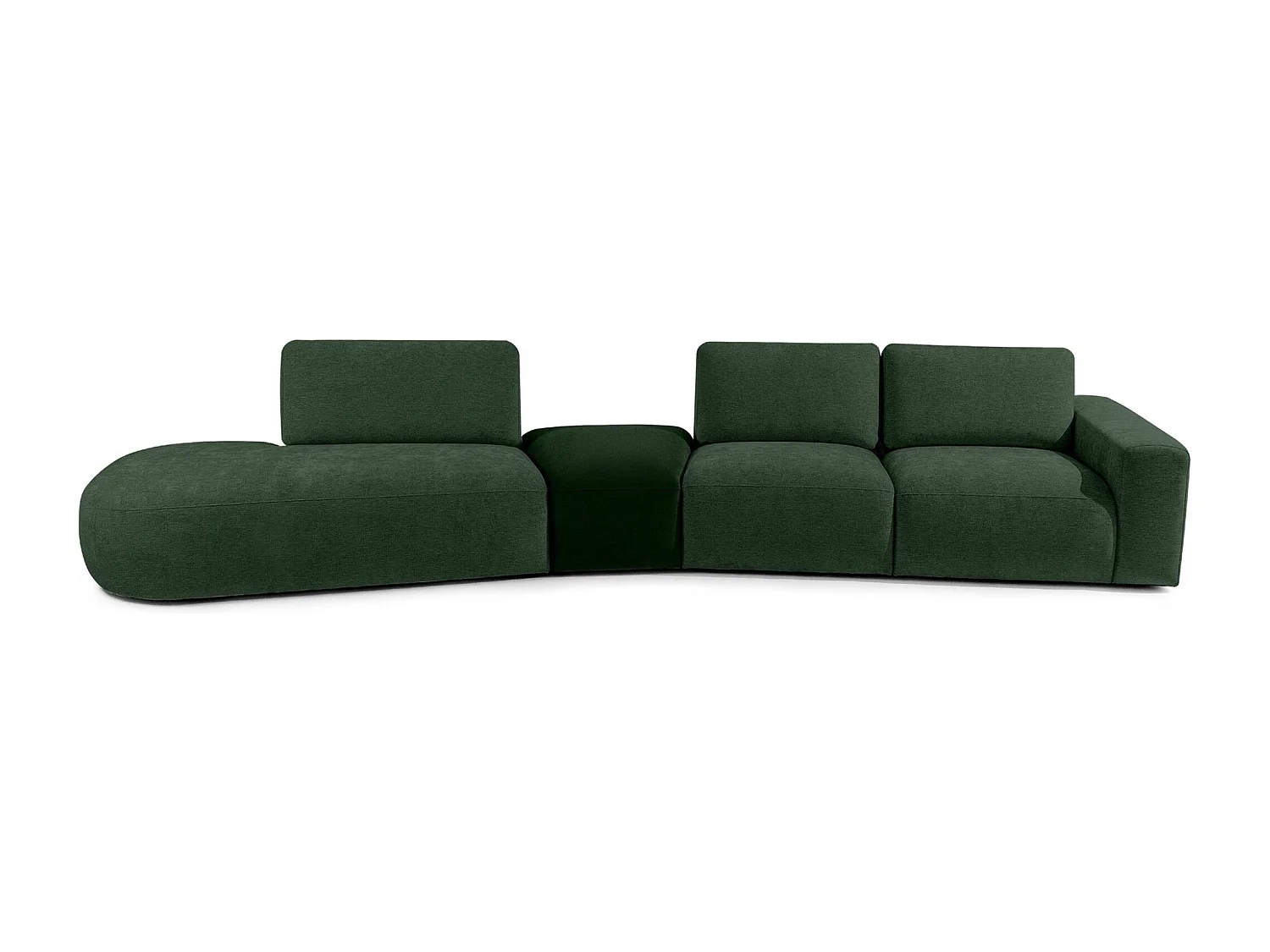 Ecksofa links - modern - ZUCCO - 5-Sitzer - Chenille-Stoff - Dunkelgrün