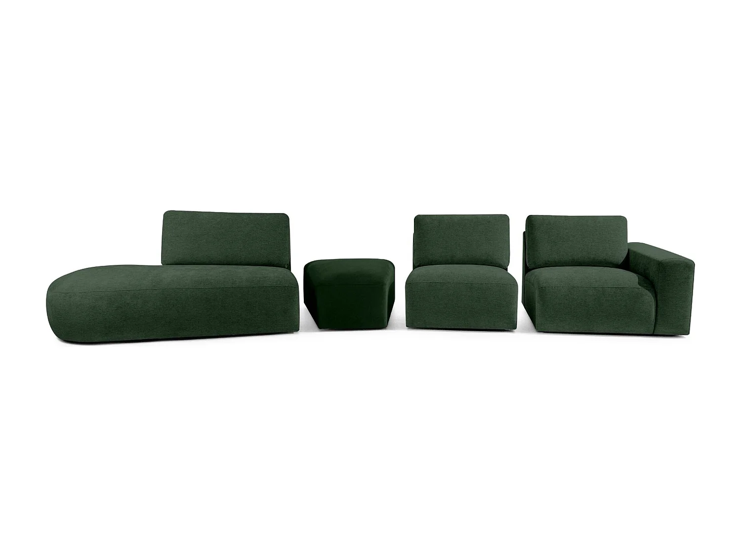 Ecksofa links - modern - ZUCCO - 5-Sitzer - Chenille-Stoff - Dunkelgrün