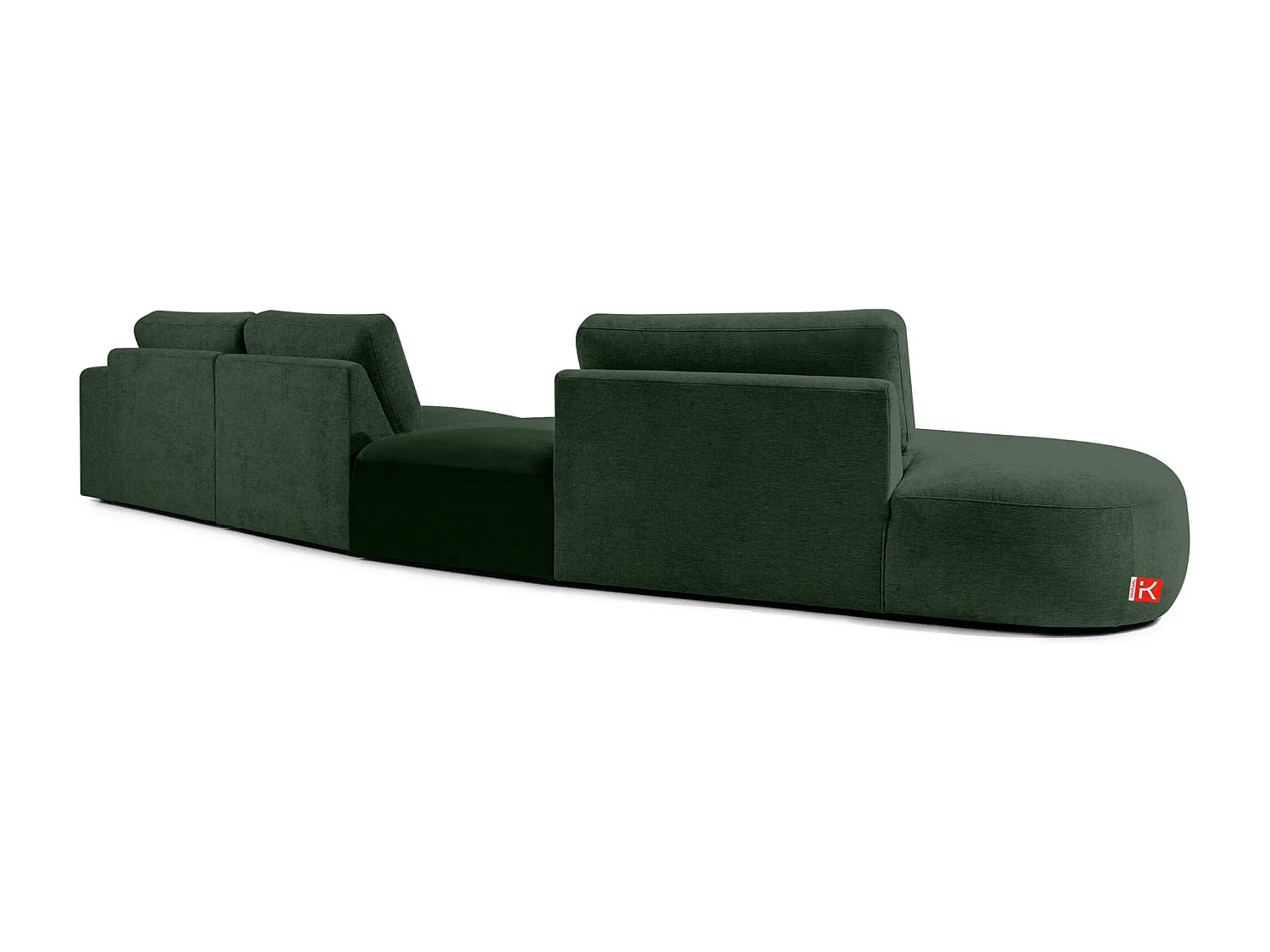 Ecksofa links - modern - ZUCCO - 5-Sitzer - Chenille-Stoff - Dunkelgrün