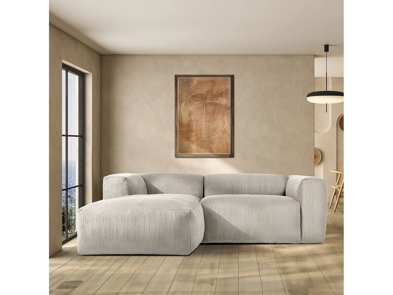 Ecksofa BUFFO 4-Sitzer - Creme