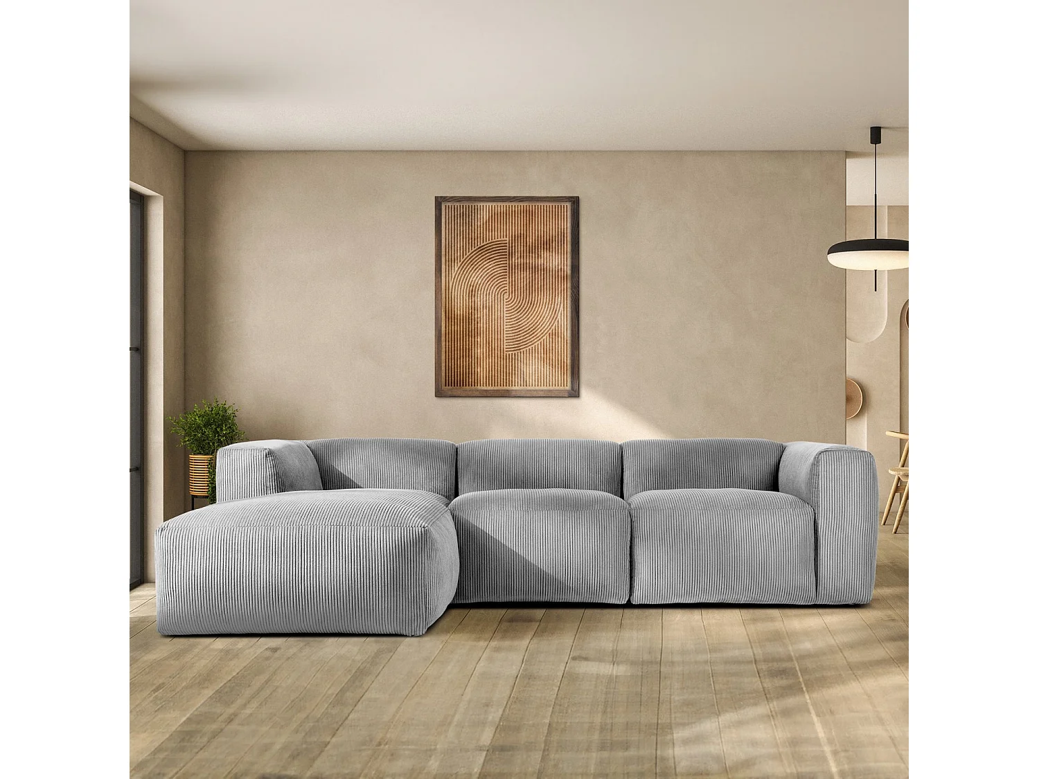 Ecksofa BUFFO 5-Sitzer - Hellgrau