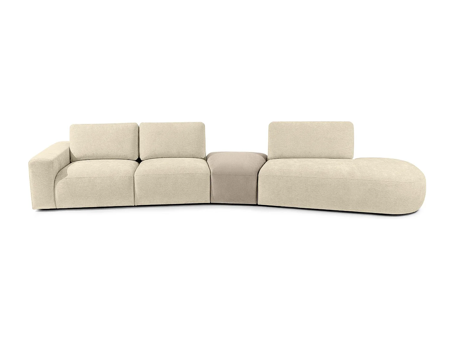 Ecksofa rechts - modern - ZUCCO - 5-Sitzer - Chenille-Stoff - Creme
