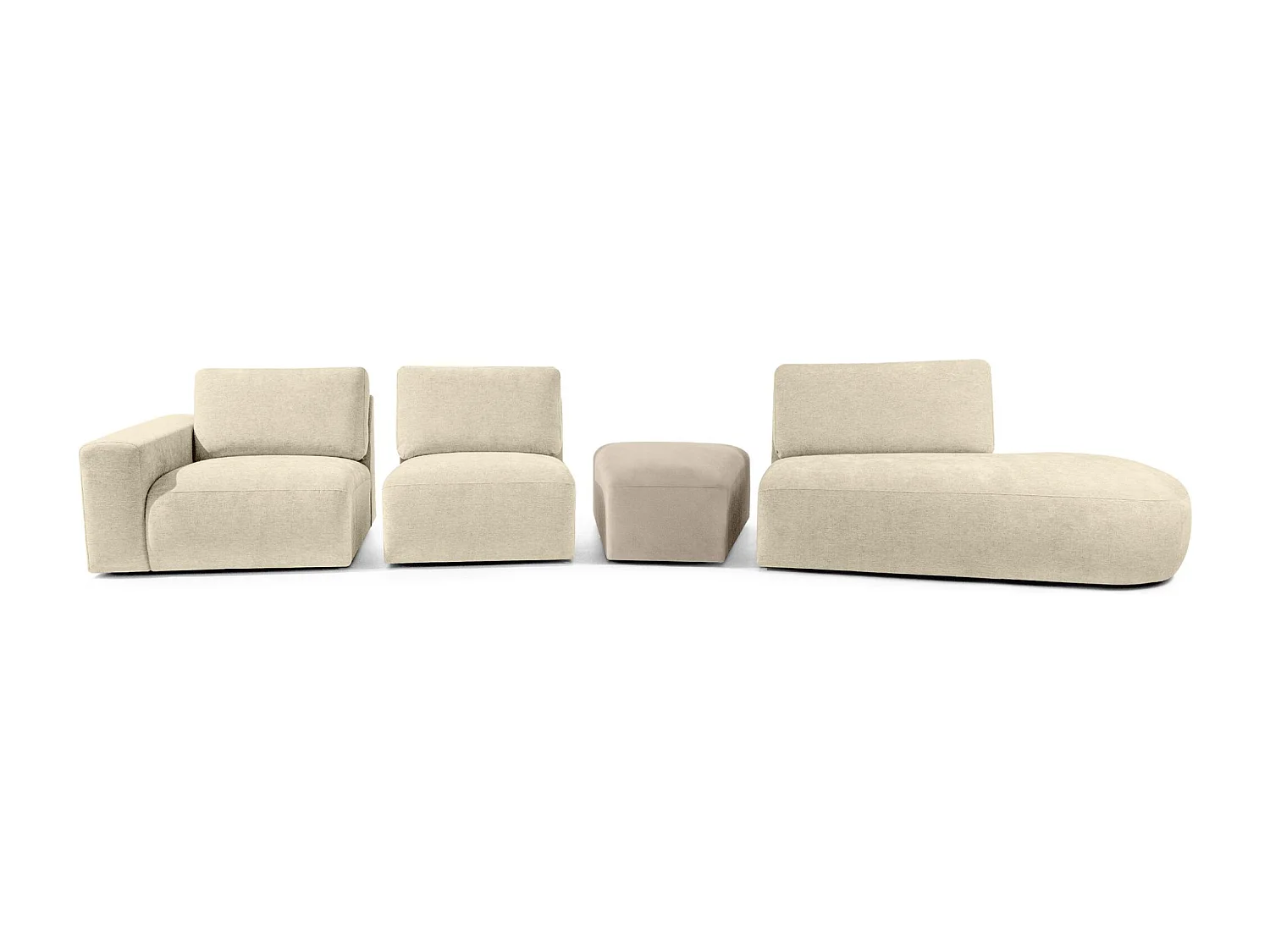 Ecksofa rechts - modern - ZUCCO - 5-Sitzer - Chenille-Stoff - Creme