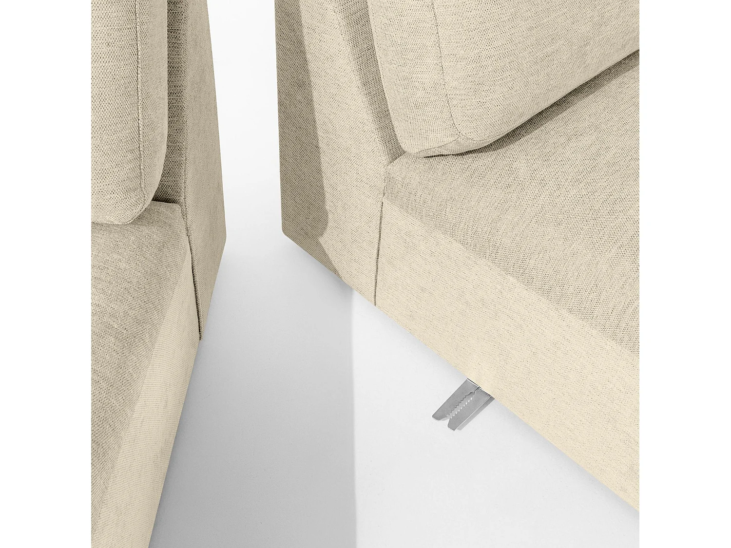 Ecksofa rechts - modern - ZUCCO - 5-Sitzer - Chenille-Stoff - Creme