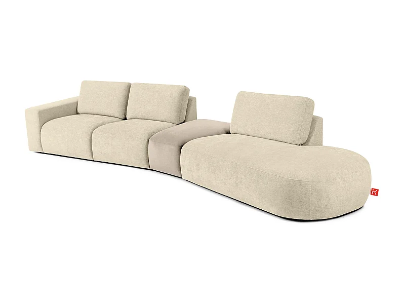 Ecksofa rechts - modern - ZUCCO - 5-Sitzer - Chenille-Stoff - Creme