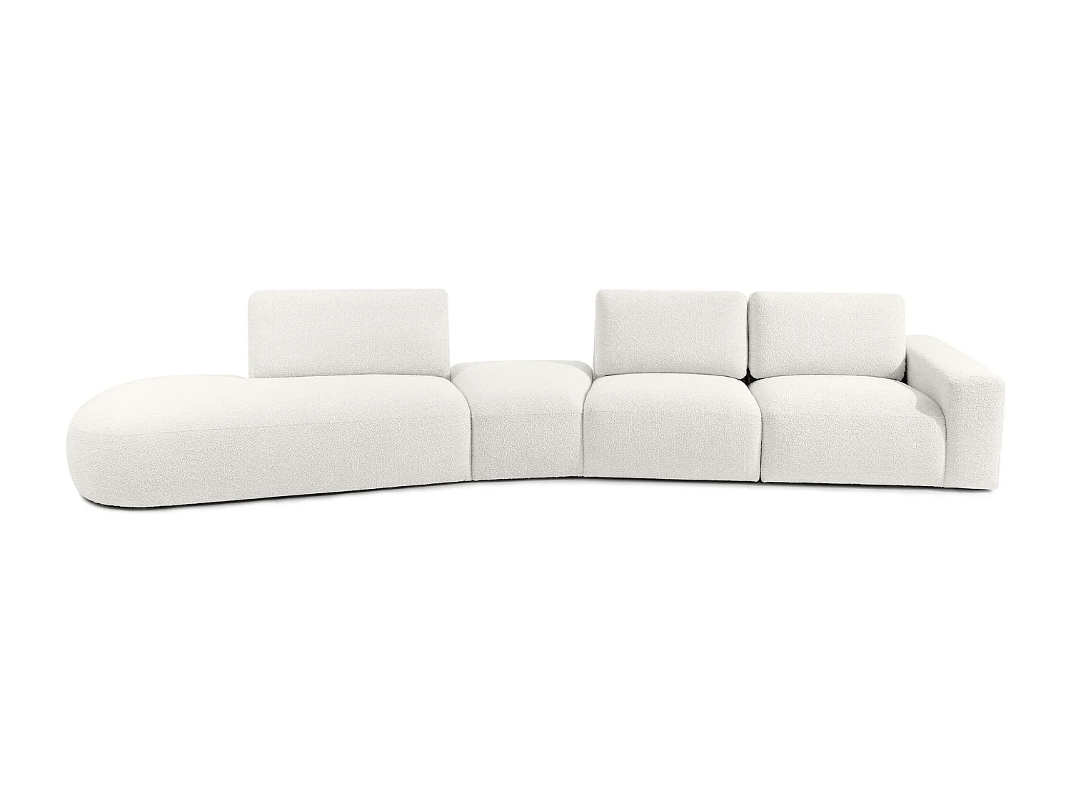 Ecksofa links - modern - ZUCCO - 5-Sitzer - Boucle - Ecru