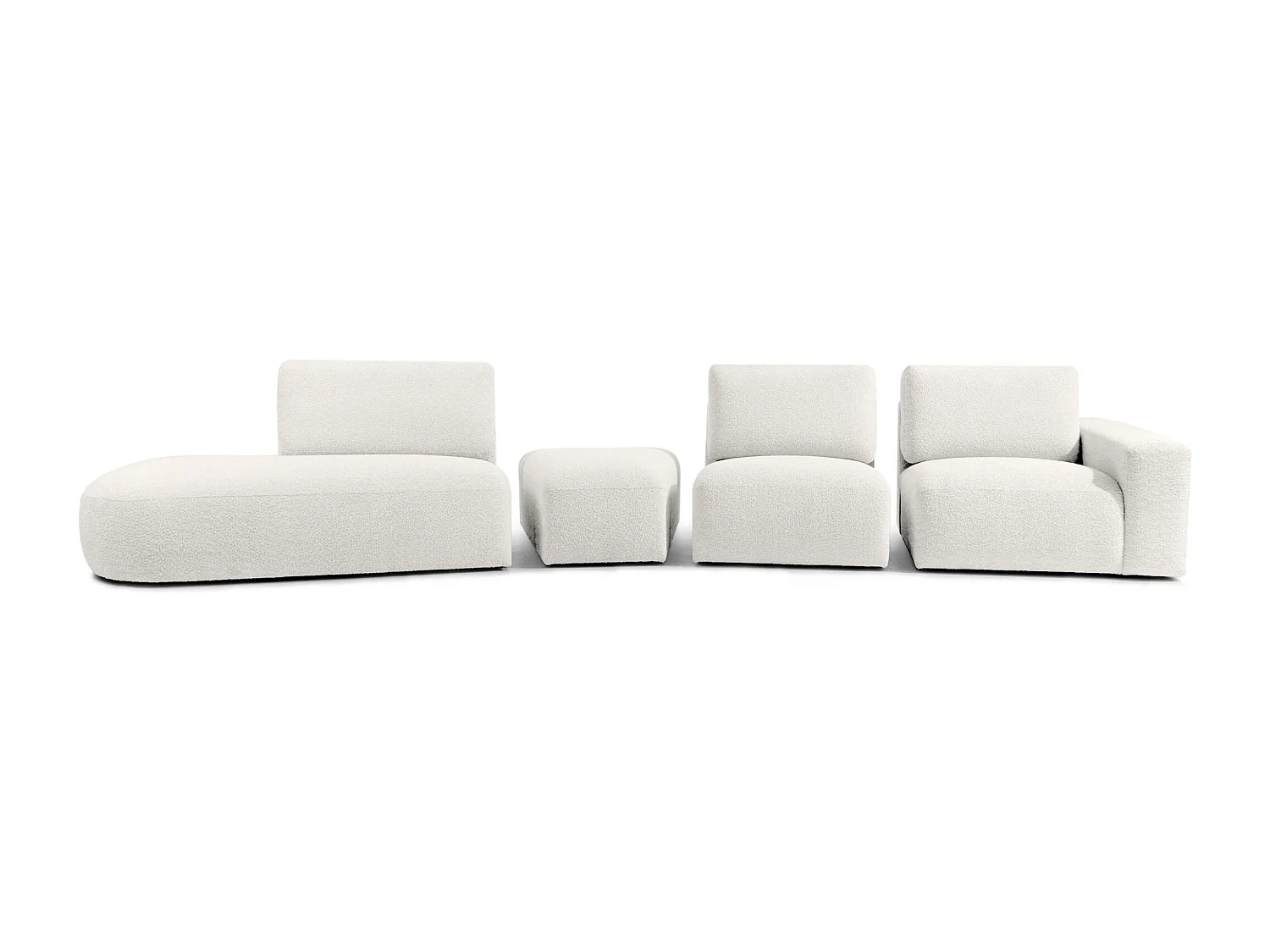 Ecksofa links - modern - ZUCCO - 5-Sitzer - Boucle - Ecru
