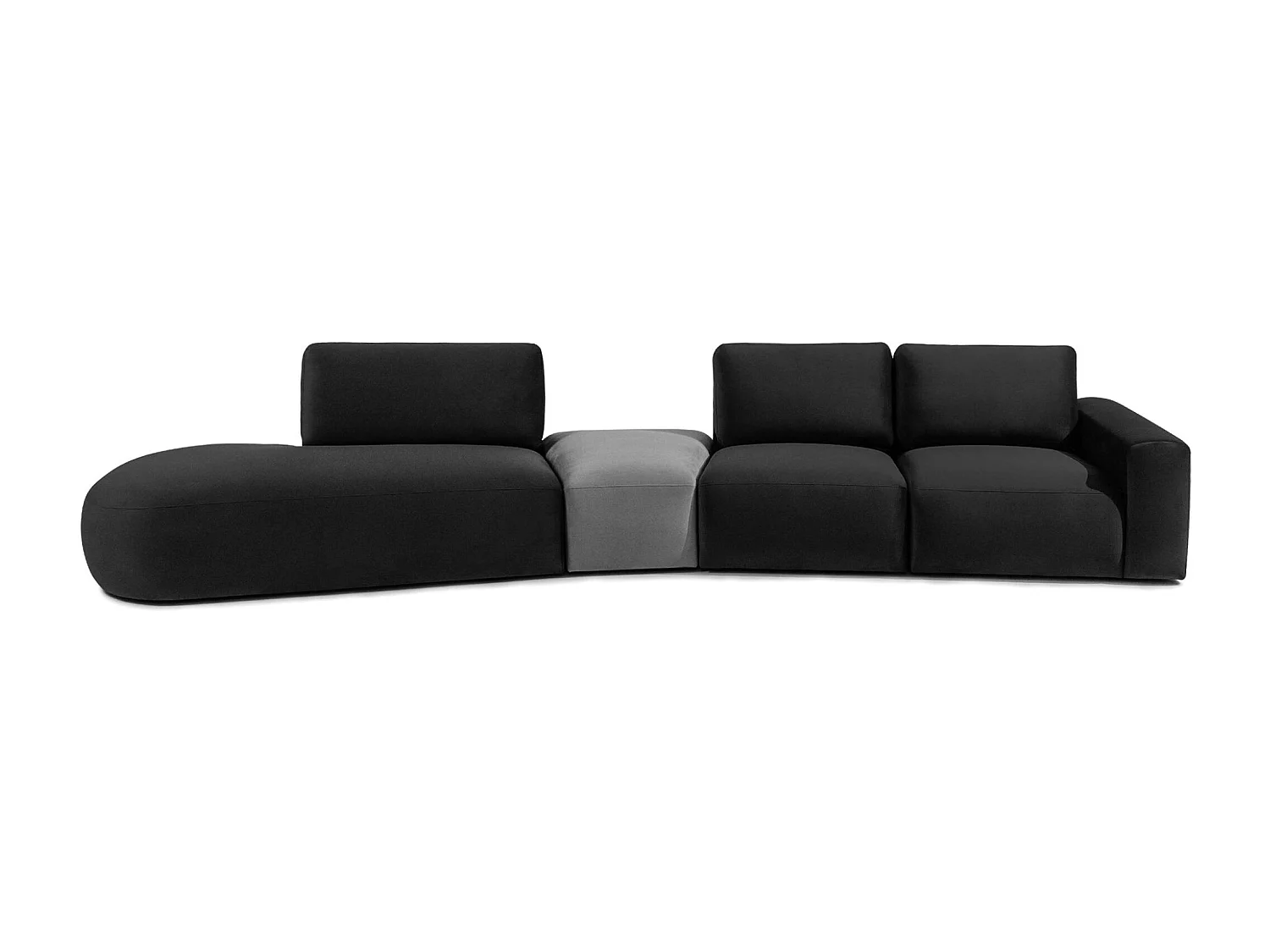 Ecksofa links - modern - ZUCCO - 5-Sitzer - Veloursstoff - Dunkelgrau