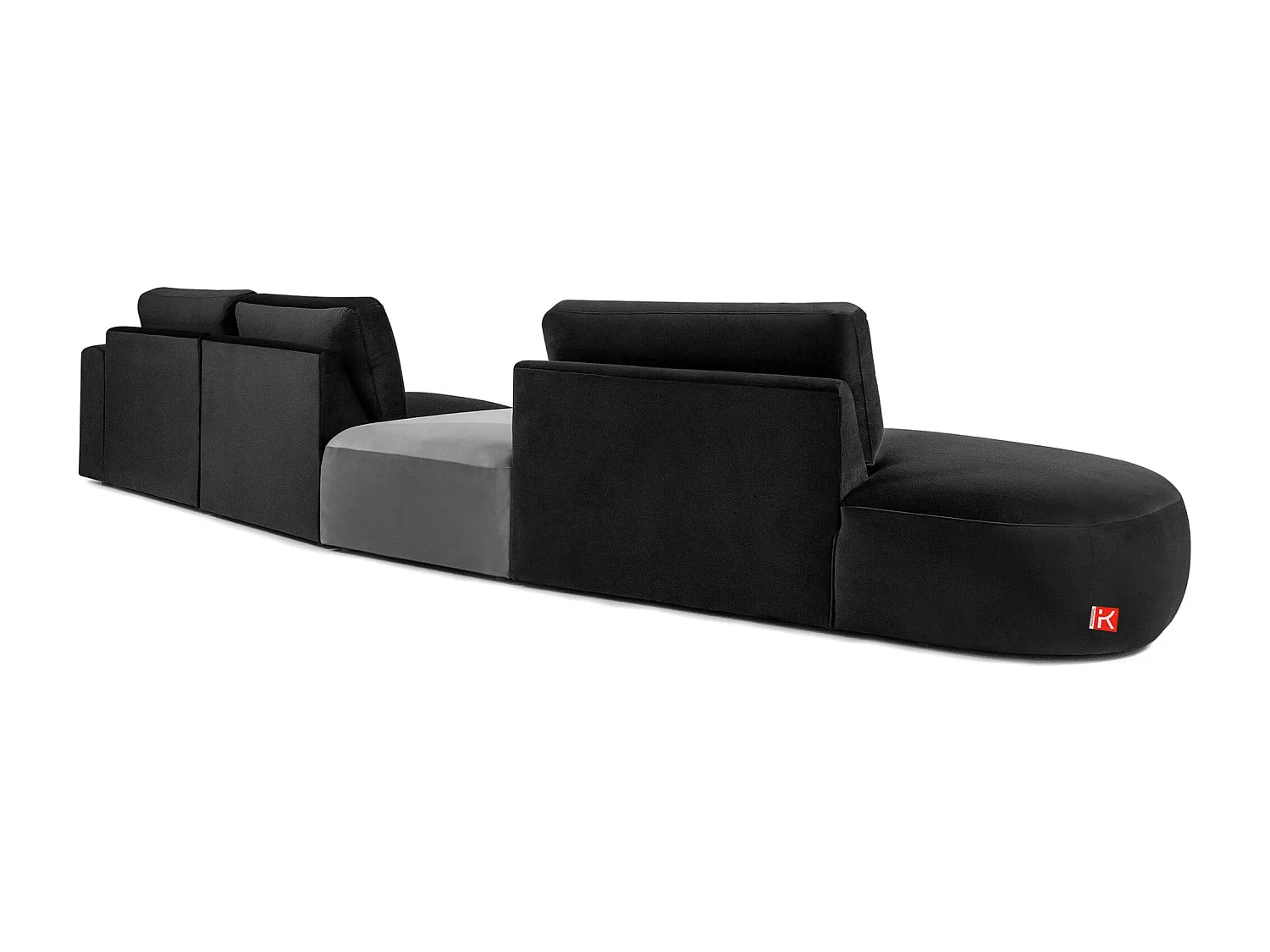 Ecksofa links - modern - ZUCCO - 5-Sitzer - Veloursstoff - Dunkelgrau