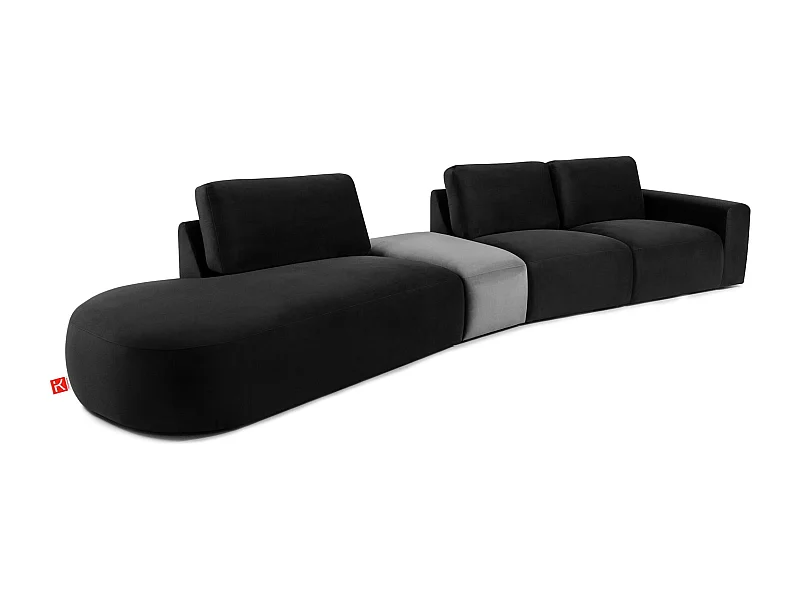 Ecksofa links - modern - ZUCCO - 5-Sitzer - Veloursstoff - Dunkelgrau