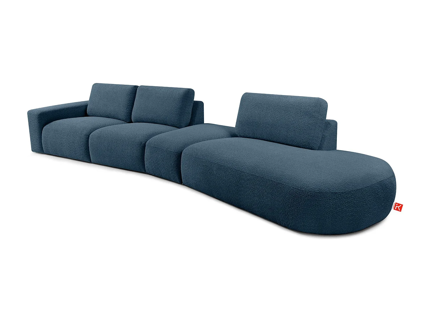 Ecksofa rechts - modern - ZUCCO - 5-Sitzer - Boucle - Nachtblau