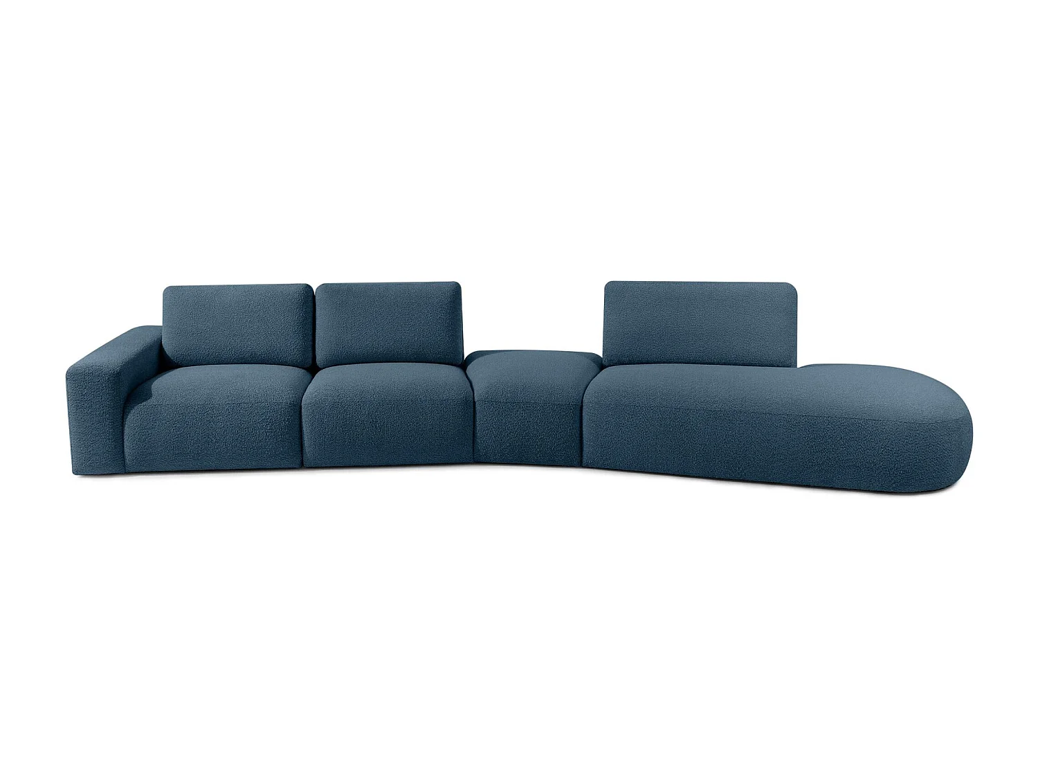 Ecksofa rechts - modern - ZUCCO - 5-Sitzer - Boucle - Nachtblau
