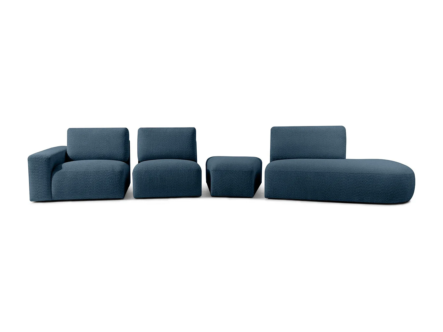 Ecksofa rechts - modern - ZUCCO - 5-Sitzer - Boucle - Nachtblau