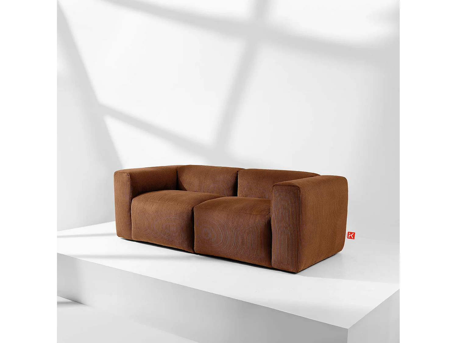 Einzelsofa - modular - 3-sitzer - Orangerot