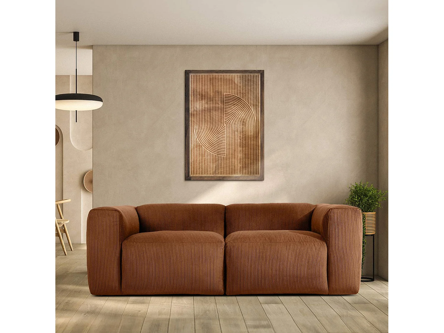 Einzelsofa - modular - 3-sitzer - Orangerot