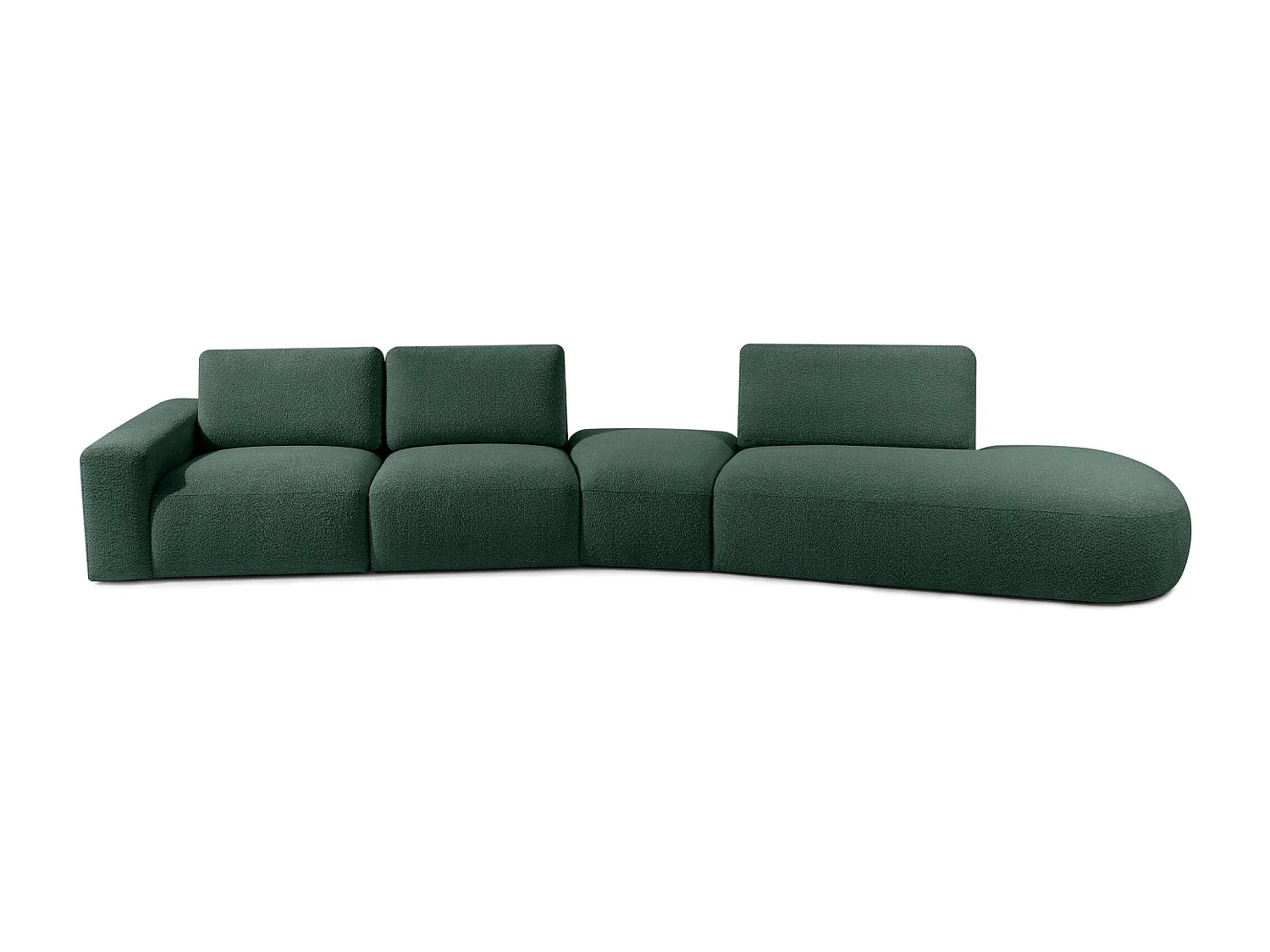 Ecksofa rechts - modern - ZUCCO - 5-Sitzer - Boucle - Grün