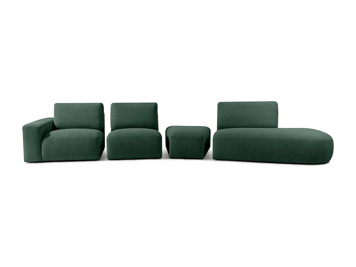 Ecksofa rechts - modern - ZUCCO - 5-Sitzer - Boucle - Grün