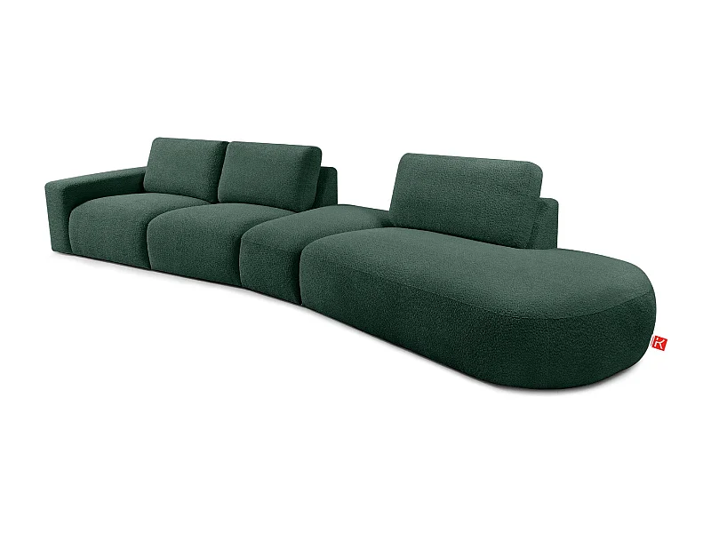 Ecksofa rechts - modern - ZUCCO - 5-Sitzer - Boucle - Grün