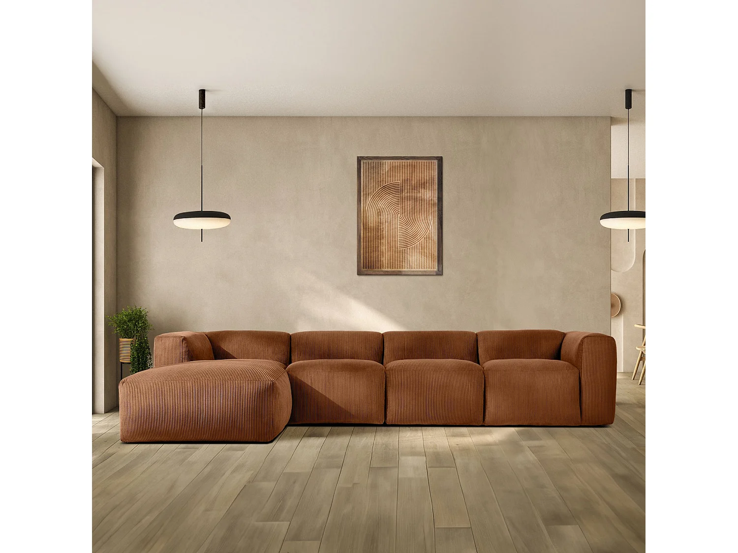 Ecksofa BUFFO 6-Sitzer - Orangerot