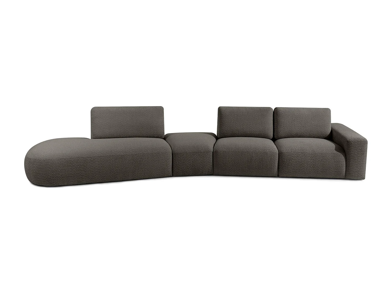Ecksofa links - modern - ZUCCO - 5-Sitzer - Boucle - Dunkelbraun