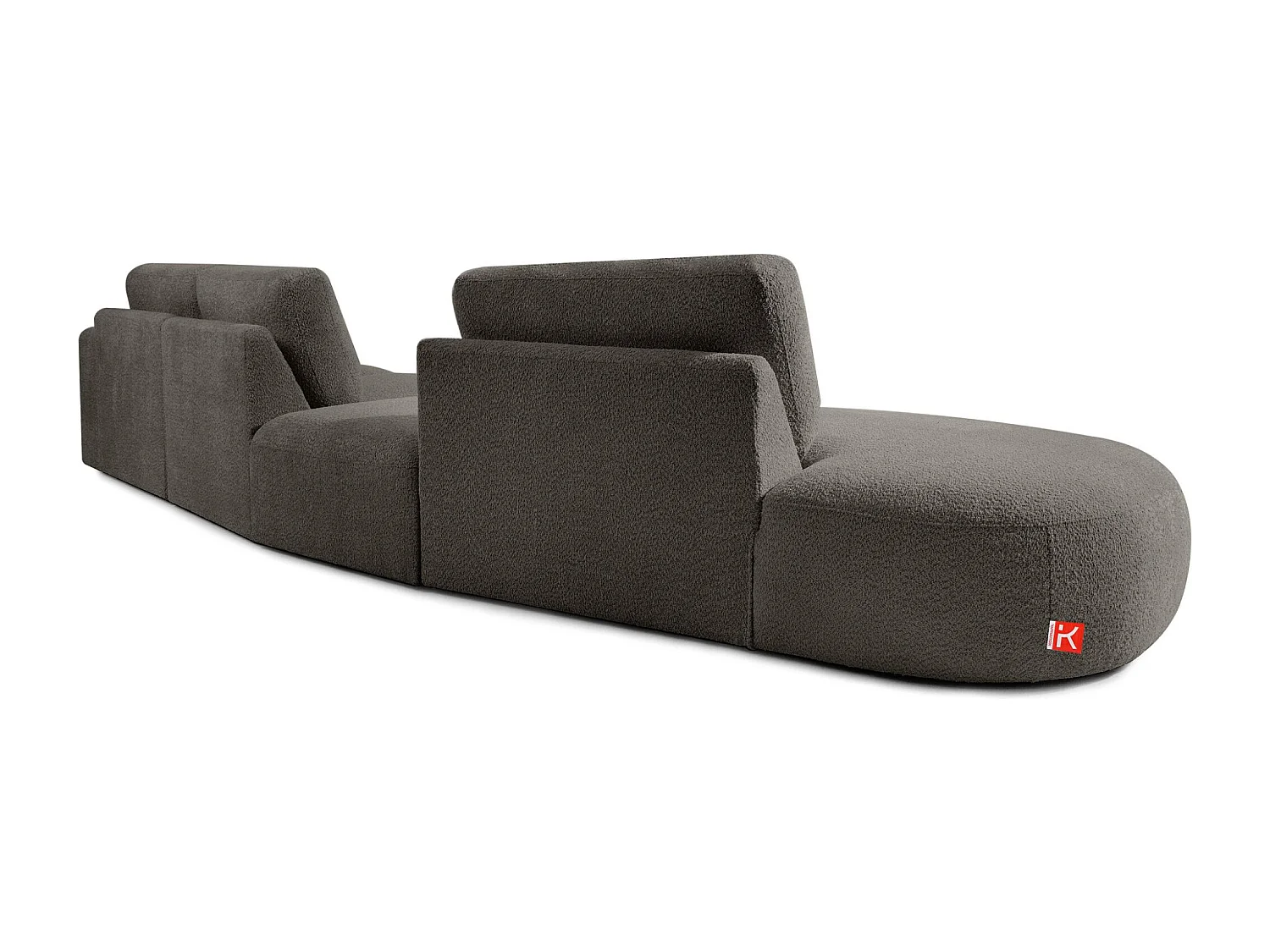 Ecksofa links - modern - ZUCCO - 5-Sitzer - Boucle - Dunkelbraun